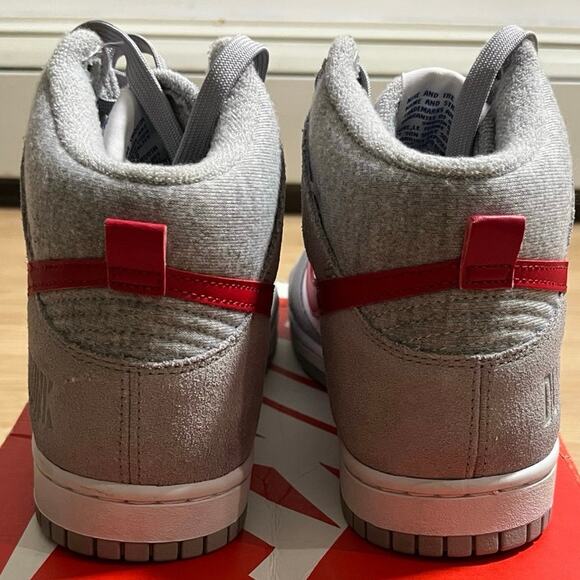 Nike Dunk High SE Athletic Club DJ6152-001 Size 8.5 Wo’s 10 White Grey Red - Picture 5 of 8